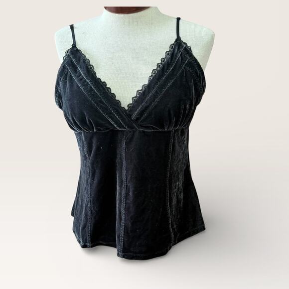 No Boundaries Tops - Velvet Babydoll Style Tank Y2K XXL Lace Trim Whimsigoth Femme Dark Romantic